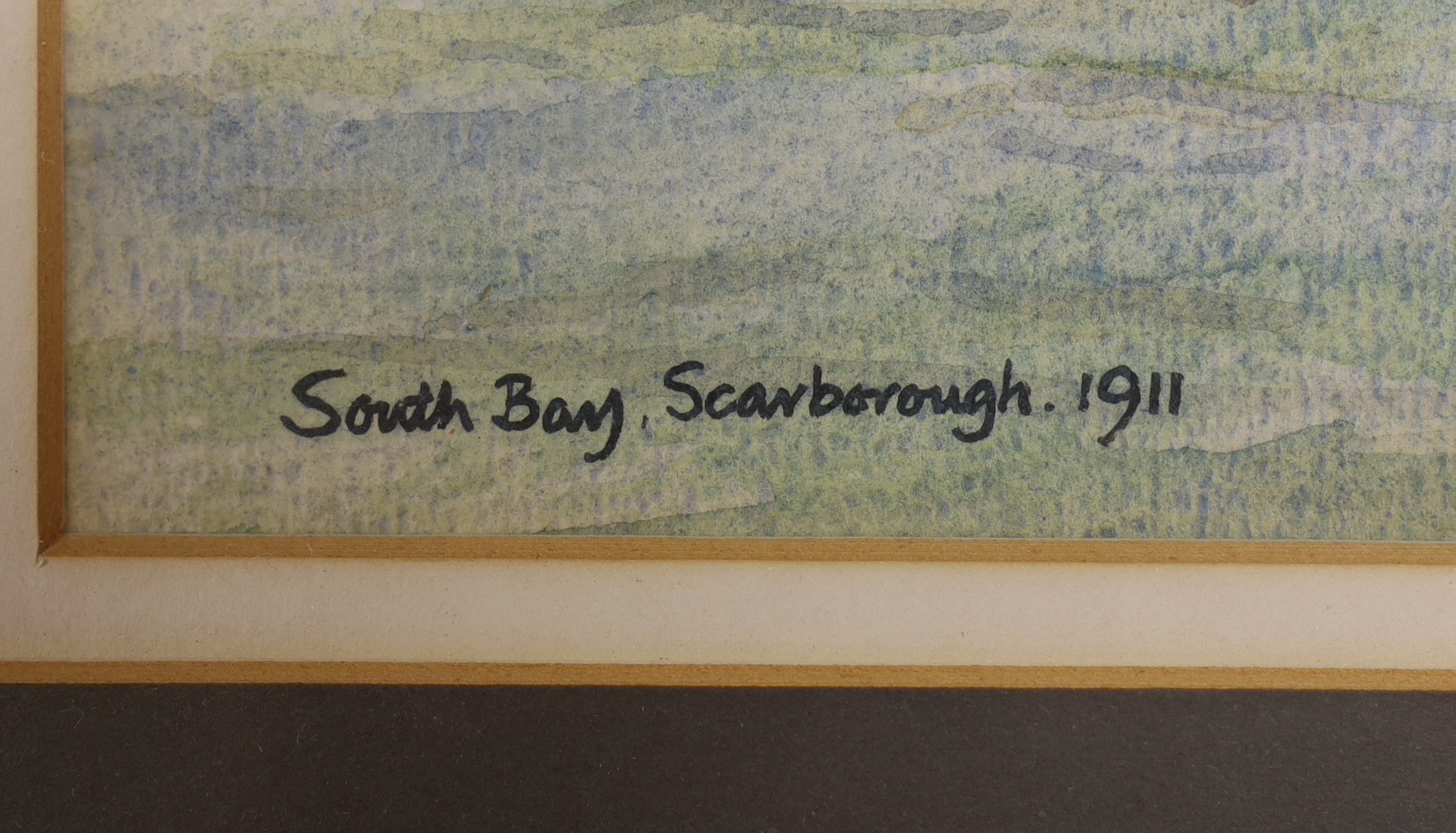 Harry A Teale (20th century) heightened watercolour, 'The Yarmouth steam drifter YH678 in South Bay, Scarborough', signed and dated 1911, 39 x 31cm